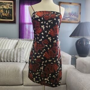 Zara Black and Red Dragon Print Mini Dress